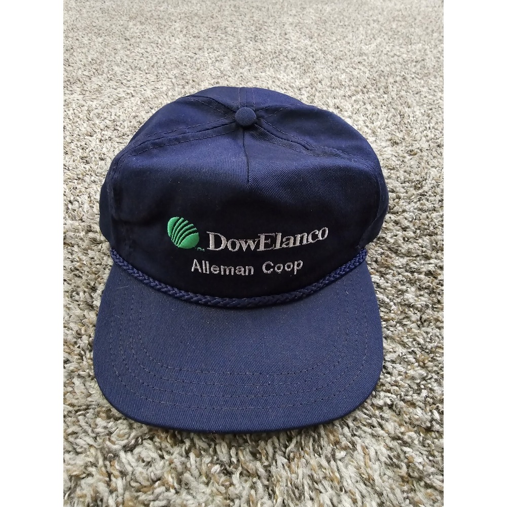 Vtg DowElanco ALLEMAN COOP Strapback Trucker Hat Blue Atlantic